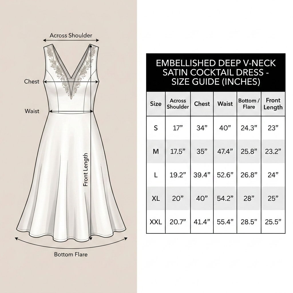 Creme Deep V-Neck Premium Satin Cocktail Dress