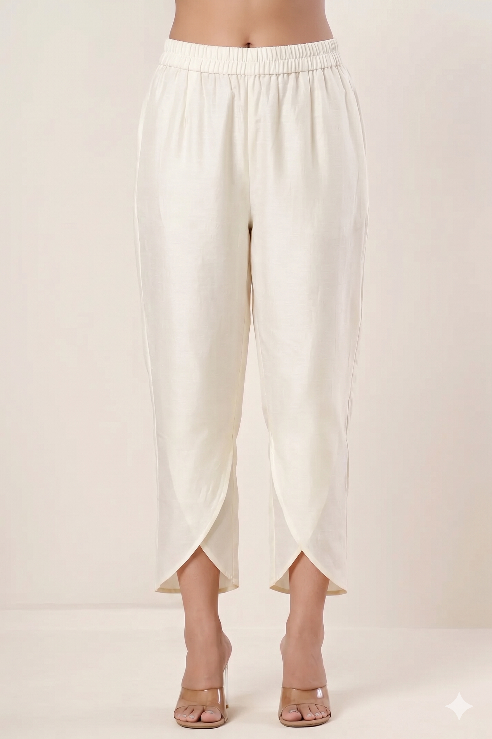 Chanderi Silk Ivory Tulip Pants