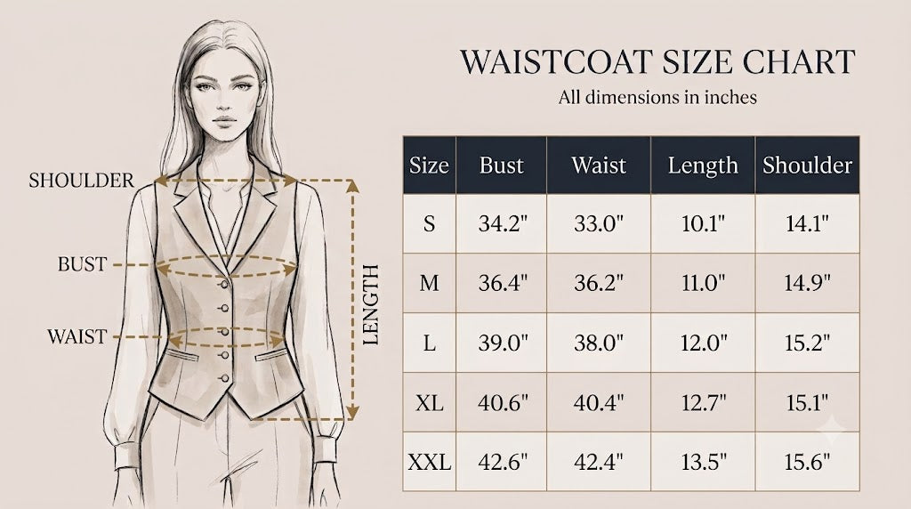 Waistcoat size chart